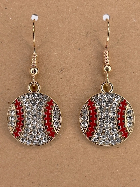 MLB Jewelry - Gold-Tone Crystal Baseball Drop Earrings - Fashion Jewelry